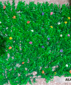 Césped decorativo artificial con flores