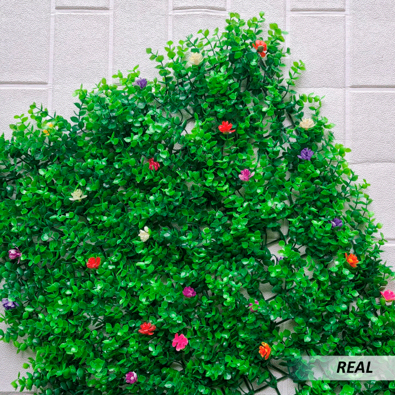 Césped decorativo artificial con flores - Imagen 3