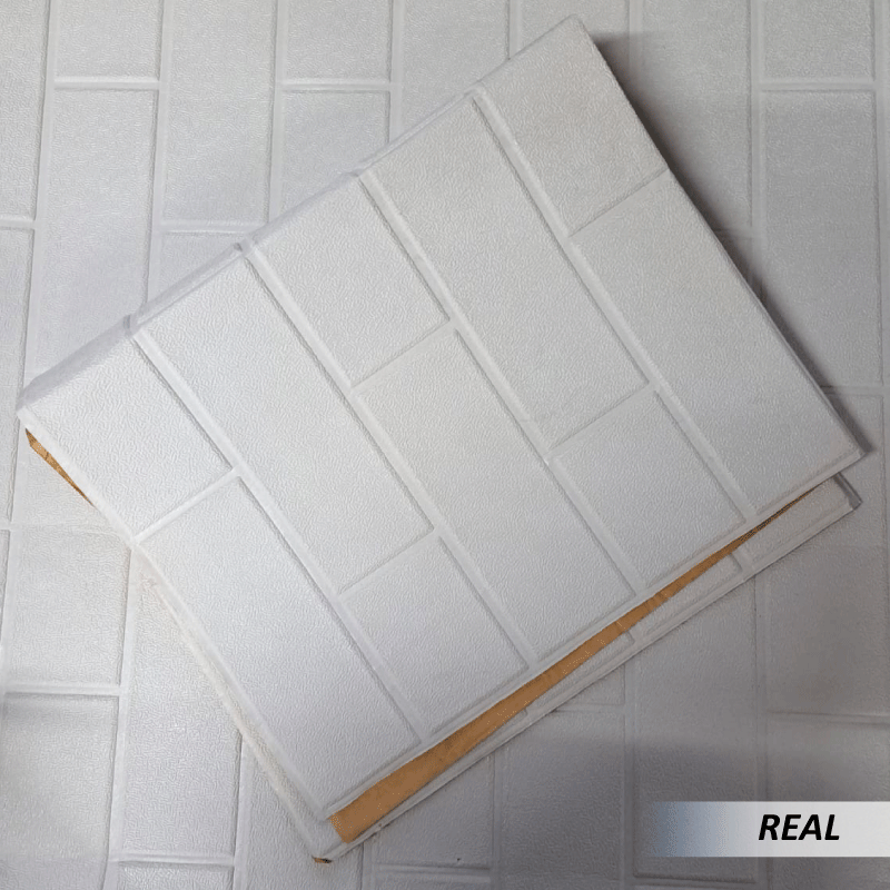 Papel tapiz pintado ladrillos blancos